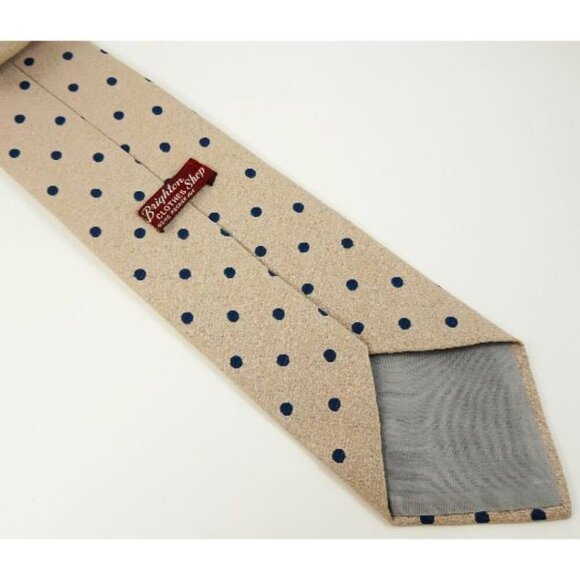 Brighton Clothes Shop Chicago Vintage Tie Beige Blue Polka Dot Necktie 1970s 80s - Picture 3 of 4